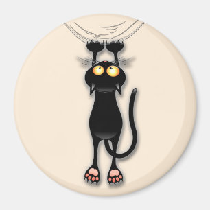 Grappige kat Karakter krabt aan Stof Magneet