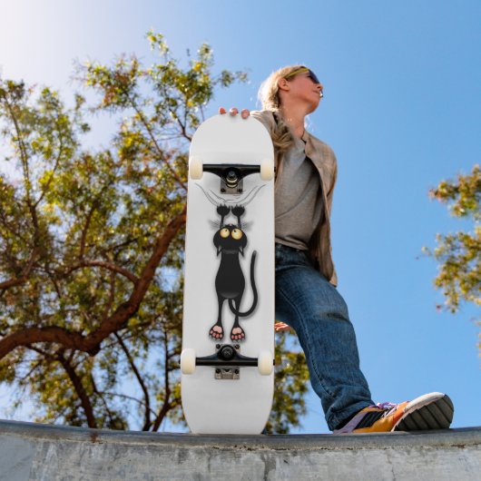 Grappige kat Karakter krabt aan Stof Persoonlijk Skateboard (Buiten 1)