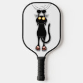 Grappige kat Karakter krabt aan Stof Pickleball Paddle (Achterkant)