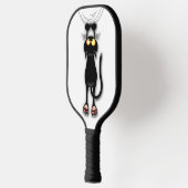 Grappige kat Karakter krabt aan Stof Pickleball Paddle (Links)