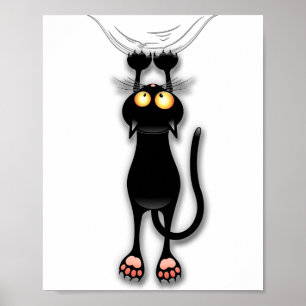 Grappige kat Karakter krabt aan Stof Poster