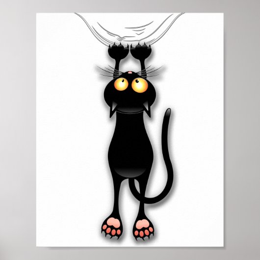 Grappige kat Karakter krabt aan Stof Poster (Voorkant)