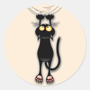 Grappige kat Karakter krabt aan Stof Ronde Sticker