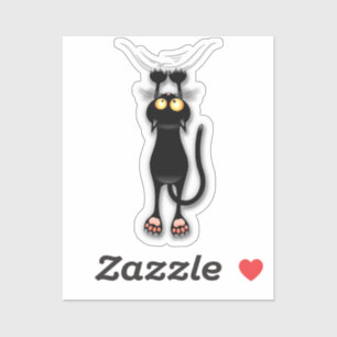 Grappige kat Karakter krabt aan Stof Sticker