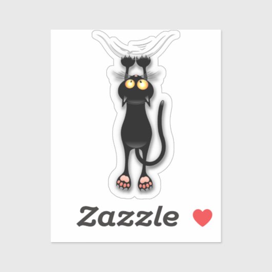 Grappige kat Karakter krabt aan Stof Sticker (Vel)