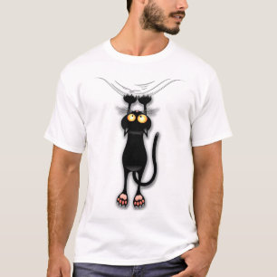 Grappige kat Karakter krabt aan Stof T-shirt
