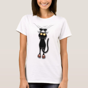 Grappige kat Karakter krabt aan Stof T-shirt