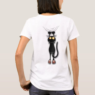 Grappige kat Karakter krabt aan Stof T-shirt