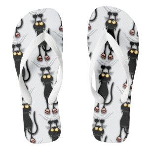 Grappige kat Karakter krabt aan Stof Teenslippers
