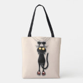 Grappige kat Karakter krabt aan Stof Tote Bag (Achterkant)