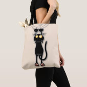 Grappige kat Karakter krabt aan Stof Tote Bag (Dichtbij)