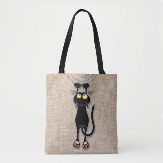 Grappige kat Karakter krabt aan Stof Tote Bag (Voorkant)