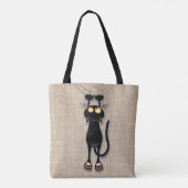 Grappige kat Karakter krabt aan Stof Tote Bag (Achterkant)
