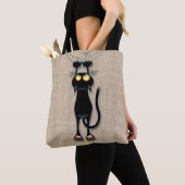 Grappige kat Karakter krabt aan Stof Tote Bag (Dichtbij)