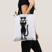 Grappige kat Karakter krabt aan Stof Tote Bag (Dichtbij)