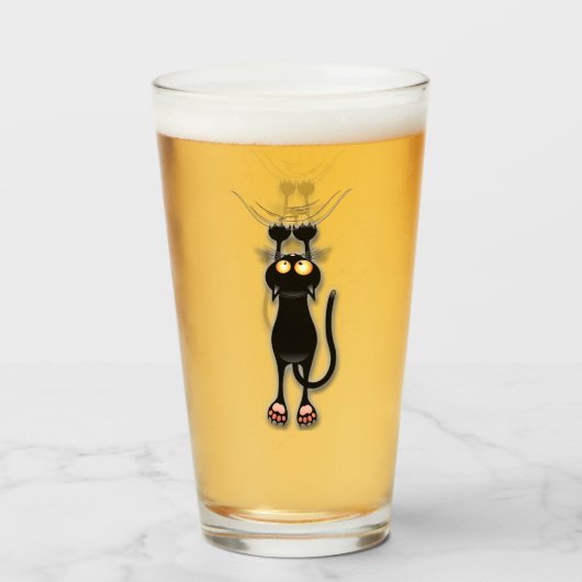 Grappige kat Karakter krabt Stof Glas (Voorkant gevuld)