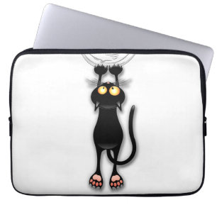 Grappige kat Karakter krabt Stof Laptop Sleeve