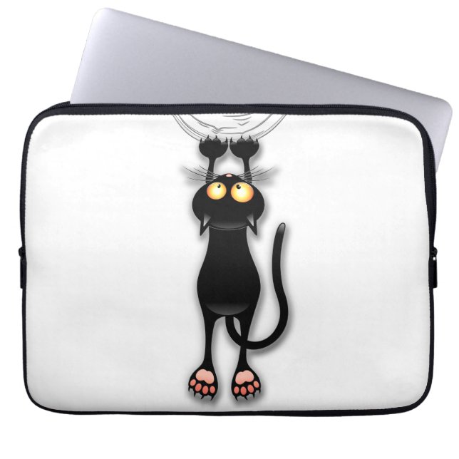 Grappige kat Karakter krabt Stof Laptop Sleeve (Voorkant)