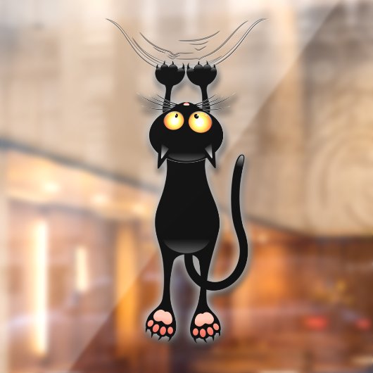 Grappige kat Karakter krabt Stof Raamsticker (Vel 2)