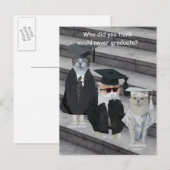 Grappige Kat/Kat Afgestudeerden Aankondigingskaart (Voorkant / Achterkant)