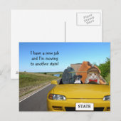 grappige kat / Kat verhuizen uit de stad Aankondigingskaart (Voorkant / Achterkant)