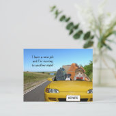 grappige kat / Kat verhuizen uit de stad Aankondigingskaart (Staand voorkant)