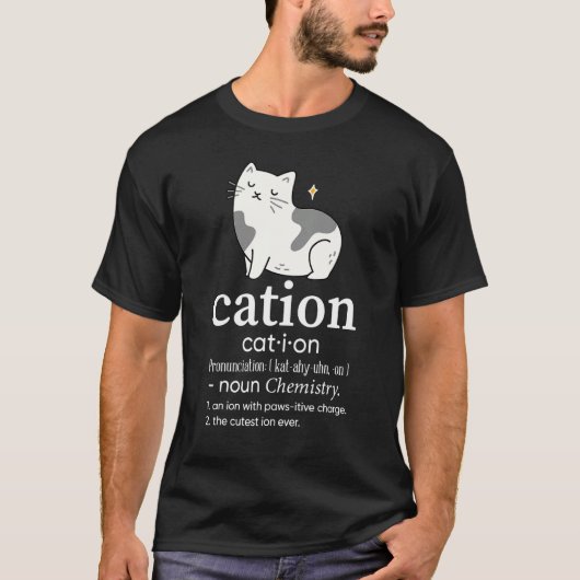 Grappige Kat Kation Een Ion Met Paws-itive Lading  T-shirt (Voorkant)