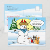 Grappige kat kerst Briefkaarten | Tabby Snowman (Voorkant / Achterkant)