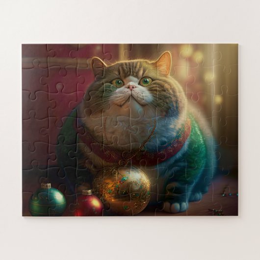 GRAPPIGE KAT KERST JIGSAW PUZZEL (Horizontaal)