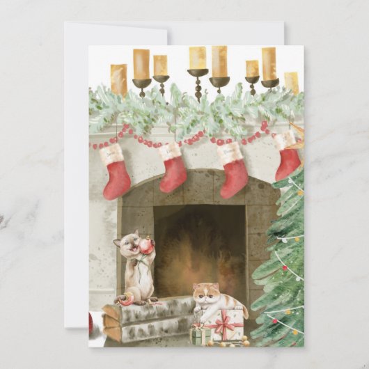 Grappige Kat Kerst Kaarten 4 (Voorkant)