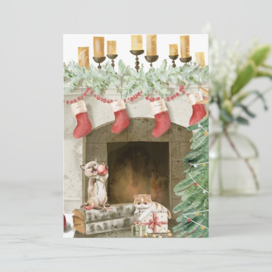 Grappige Kat Kerst Kaarten 4 (Staand voorkant)