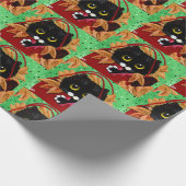 Grappige kat kerst kunst cadeaupapier (Hoek)