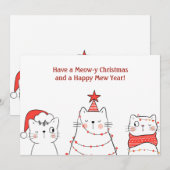 Grappige kat kerst miauw feestdagenkaart (Voorkant / Achterkant)