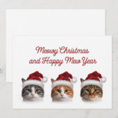 Grappige kat kerst miauw met kerstmuts  feestdagenkaart (Voorkant / Achterkant)