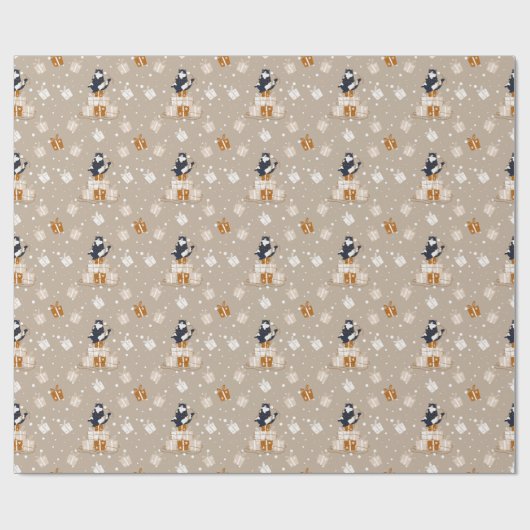 Grappige kat kerst verrassing cadeaupapier (Vlak)