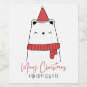 Grappige kat kerst  wijn etiket (Enkel label)