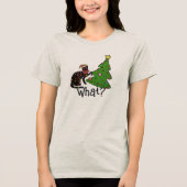 Grappige Kat Kerstboom Feestdagen Vrouwen Tri-Blend Shirt (Voorkant)