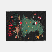 Grappige Kat Kerstboom Merry Catmes Kat Lover K Fleece Deken (Voorkant (Horizontaal))