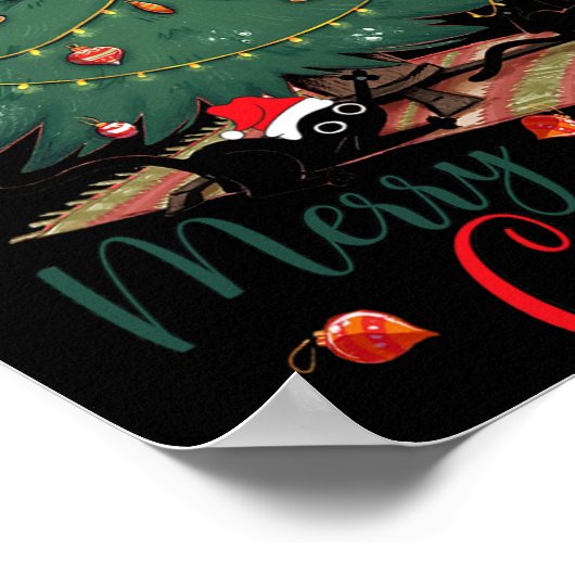 Grappige Kat Kerstboom Merry Catmes Kat Lover K Poster (Hoek)