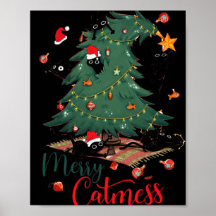 Grappige Kat Kerstboom Merry Catmes Kat Lover K Poster