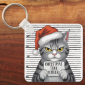 Grappige kat kerstboom moordenaar sleutelhanger (Voorkant)