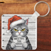 Grappige kat kerstboom moordenaar sleutelhanger (Achterkant)