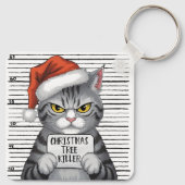 Grappige kat kerstboom moordenaar sleutelhanger (Achterkant)