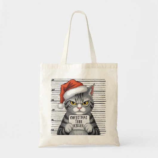 Grappige kat kerstboom moordenaar tote bag (Voorkant)