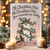 Grappige Kat Kerstboom Ornamenten Vakantie Kaart