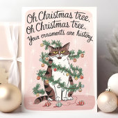 Grappige Kat Kerstboom Ornamenten Vakantie Kaart
