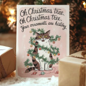 Grappige Kat Kerstboom Ornamenten Vakantie Kaart