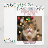 Grappige kat kerstfoto met aangepaste namen feestdagenkaart (Voorkant / Achterkant)