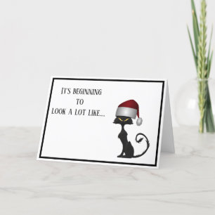 Grappige kat Kerstkaart Feestdagen Kaart