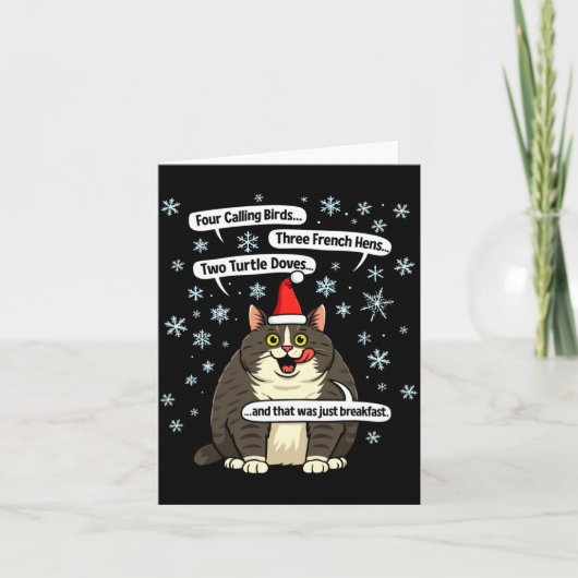 Grappige Kat Kerstlied Meme Merch Kerstman Hoed Ki Kaart (Voorkant)